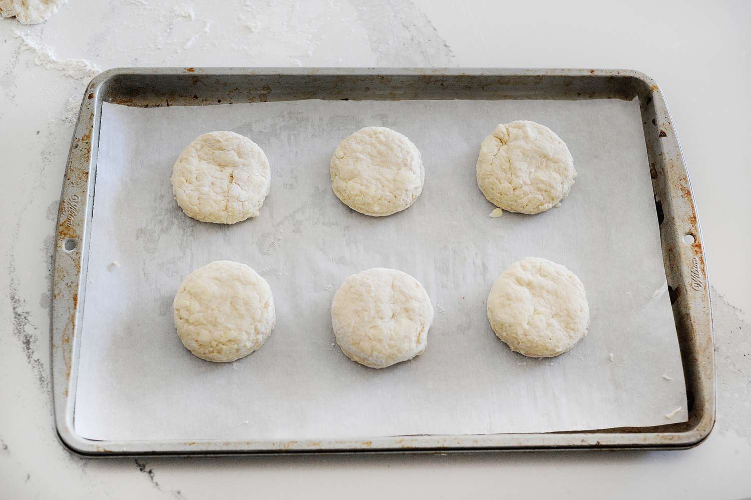 Authentic English Scones on a baking tray.