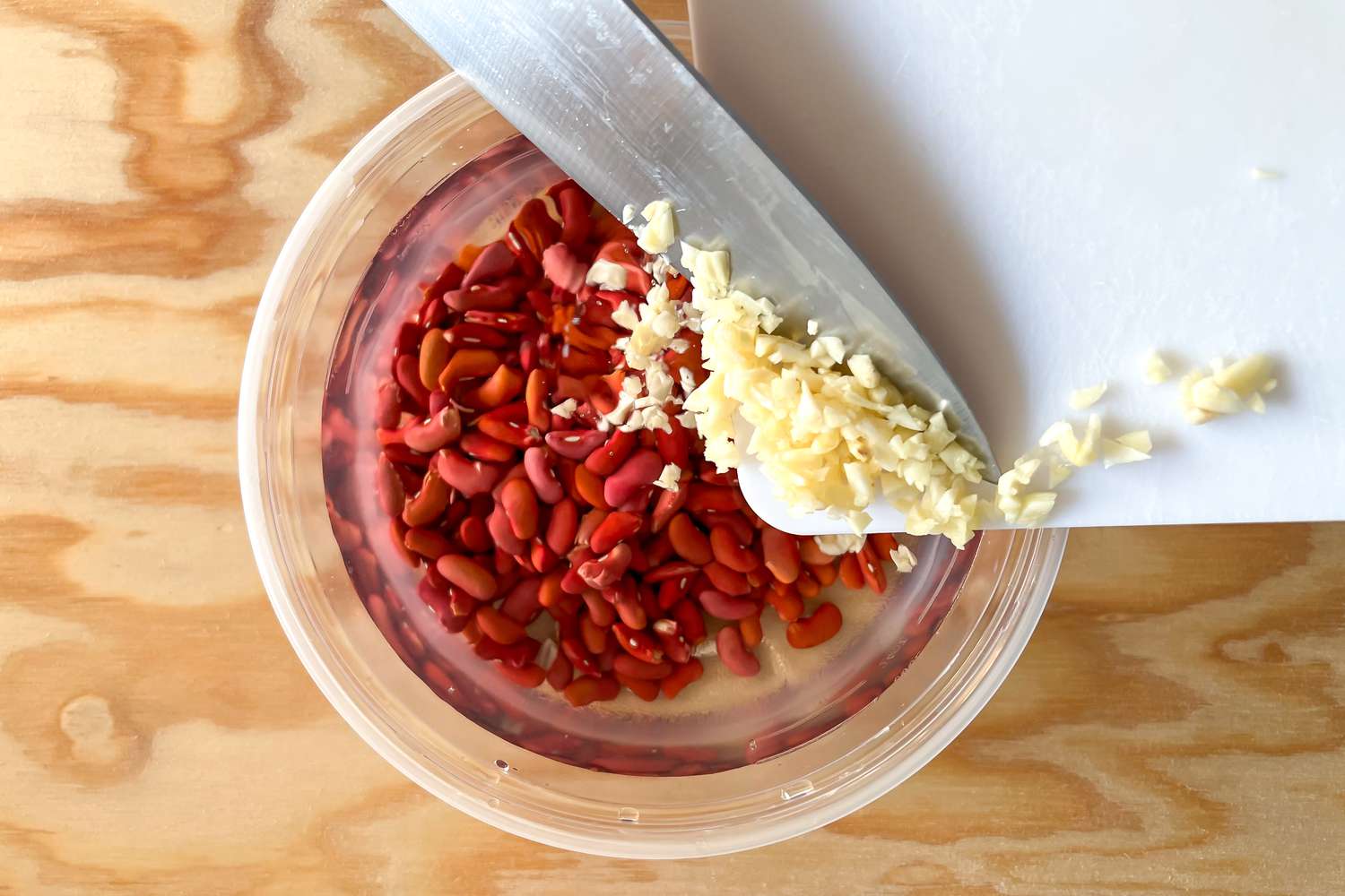Garlic Added to Beans for Jamaican Rice and Peas