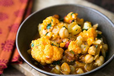 Cauliflower Chickpea Curry with cilantro