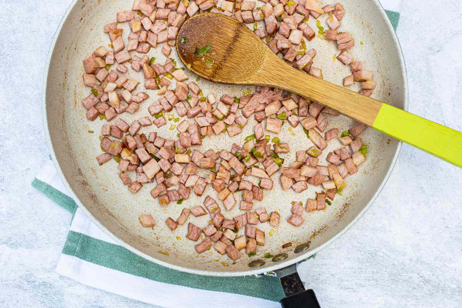 Ham Cooked on a Skillet for Egg Bites Recipe