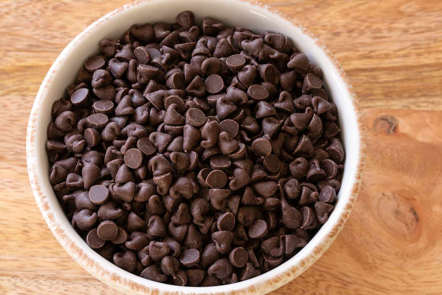 A bowl of chocolate chips