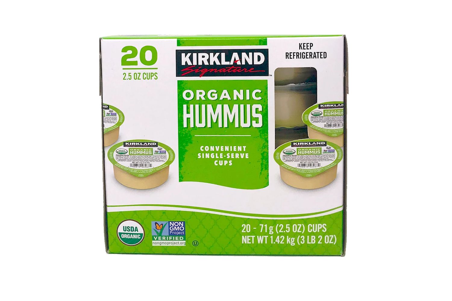 Kirkland Signature Organic Hummus package with singleserve cups
