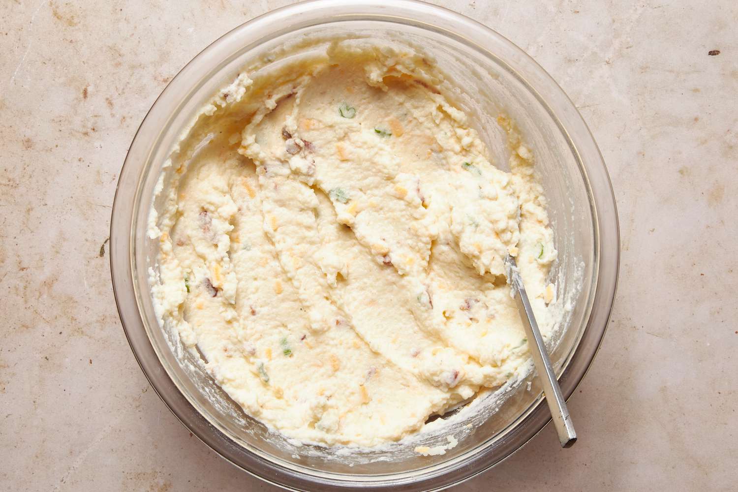 Twice baked potato filling in a bowl 
