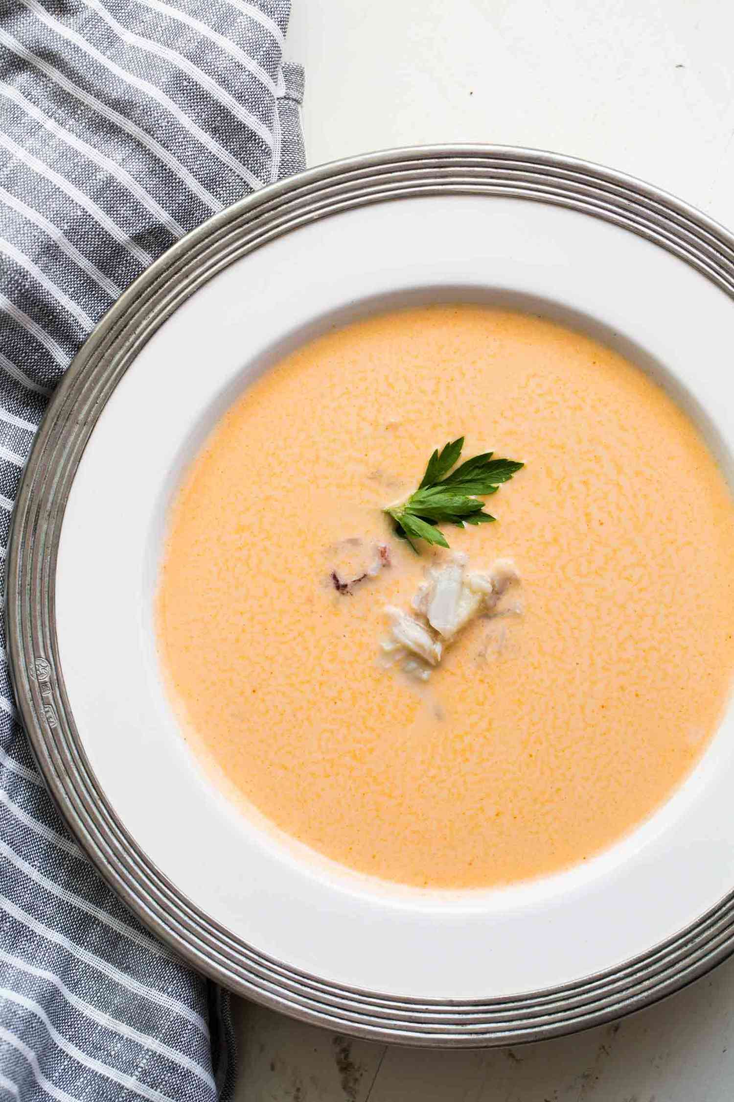 A bowl of crab bisque