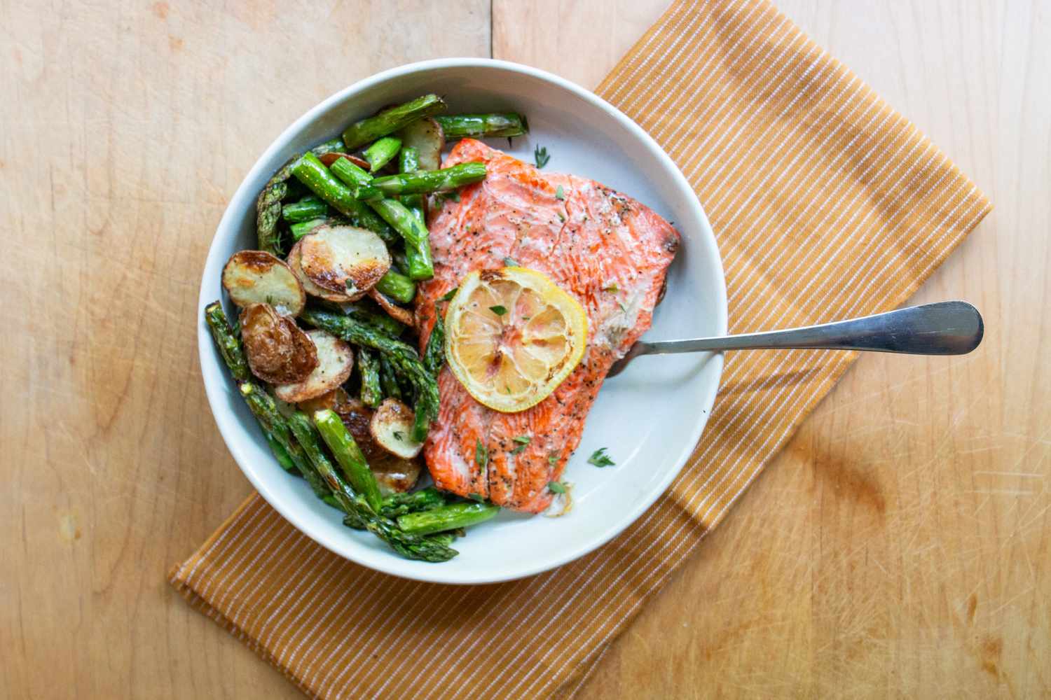Jamie Oliver’s Easy Salmon and Potatoes on a plate