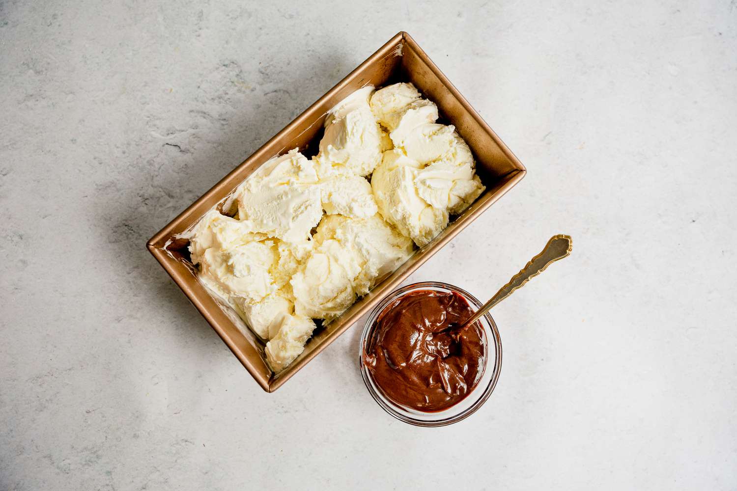 Vanilla ice cream in a loaf pan.