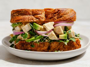 california chicken salad sandwich on a plate