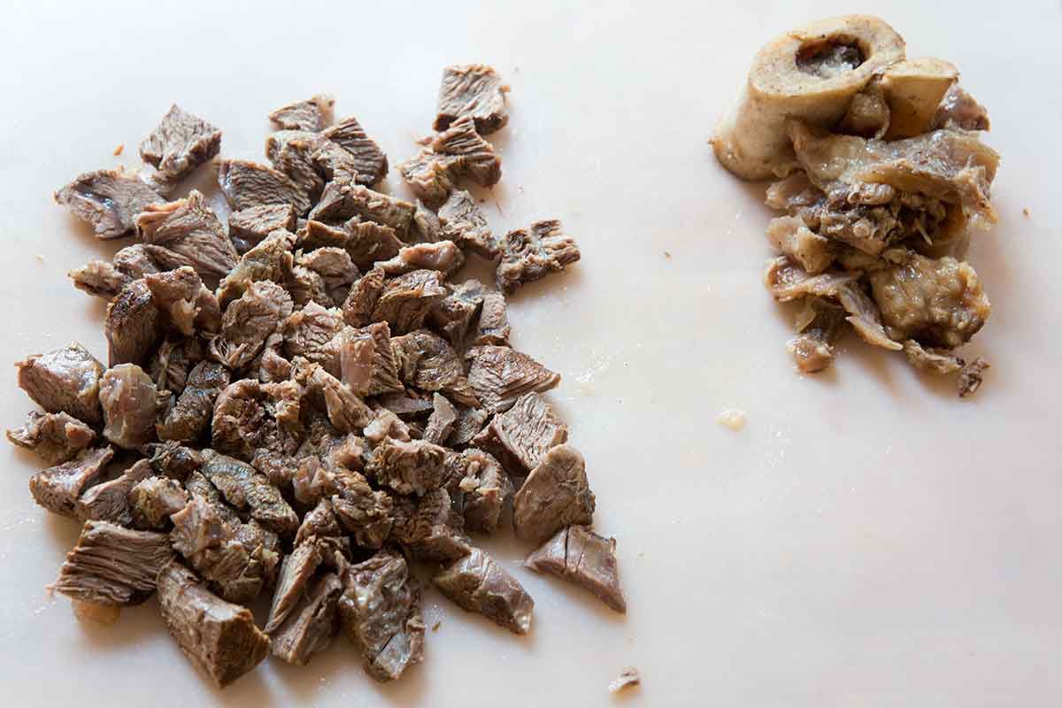 Beef removed from shank bone