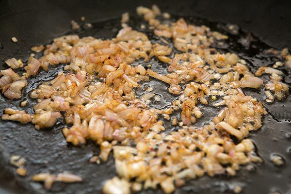 Sautéed shallots in a pan 