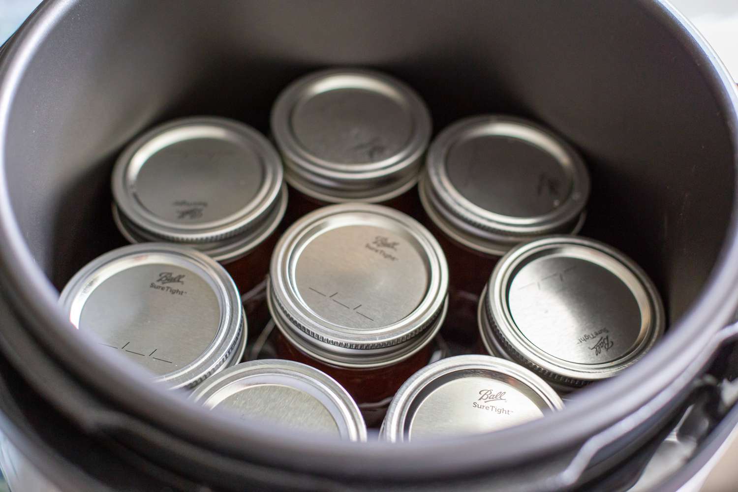 Peach and Pineapple Jam Jars in Pot