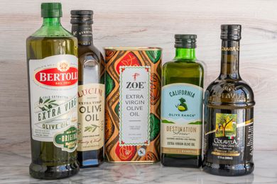 Different bottles of olive oil
