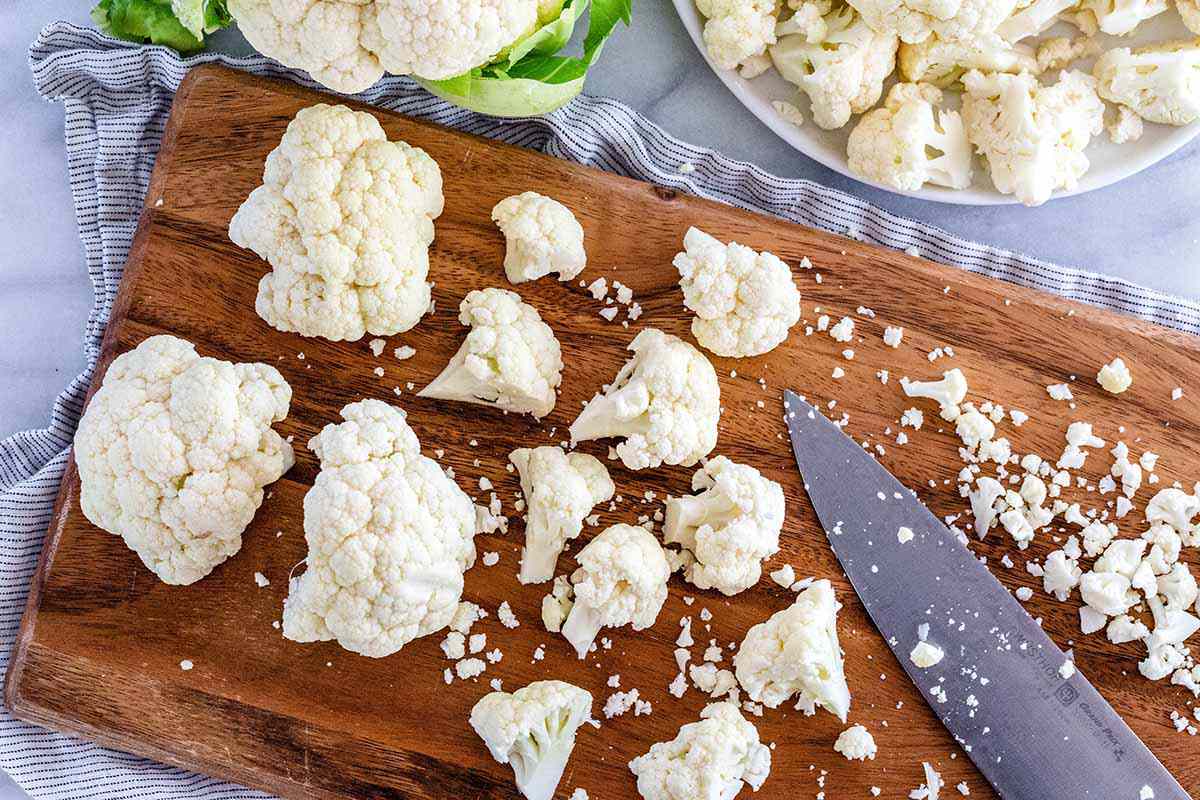 How to Make Rice from Cauliflower prep the cauliflower