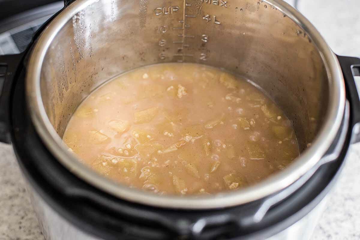 Open the instant pot to see the instant pot oatmeal