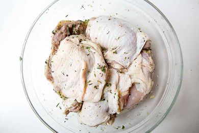Raw Chicken Marinated and Zested With Lemon