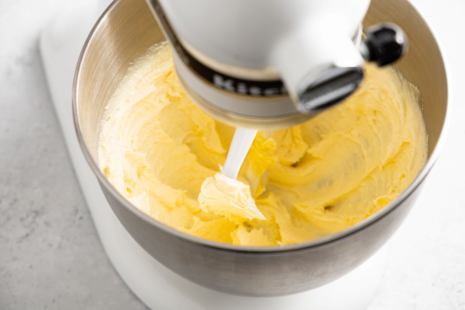 Creamed Butter in a Mixer for Classic Shortbread Cookie Recipe