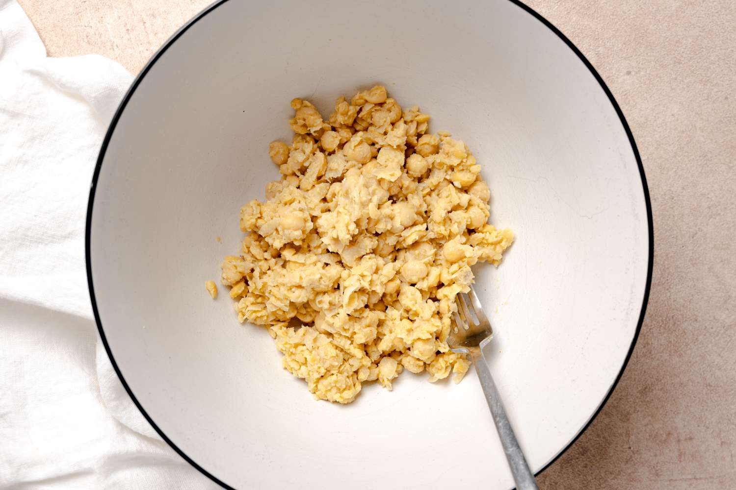 Bowl of Mashed Chickpeas for Chickpea Panini Recipe