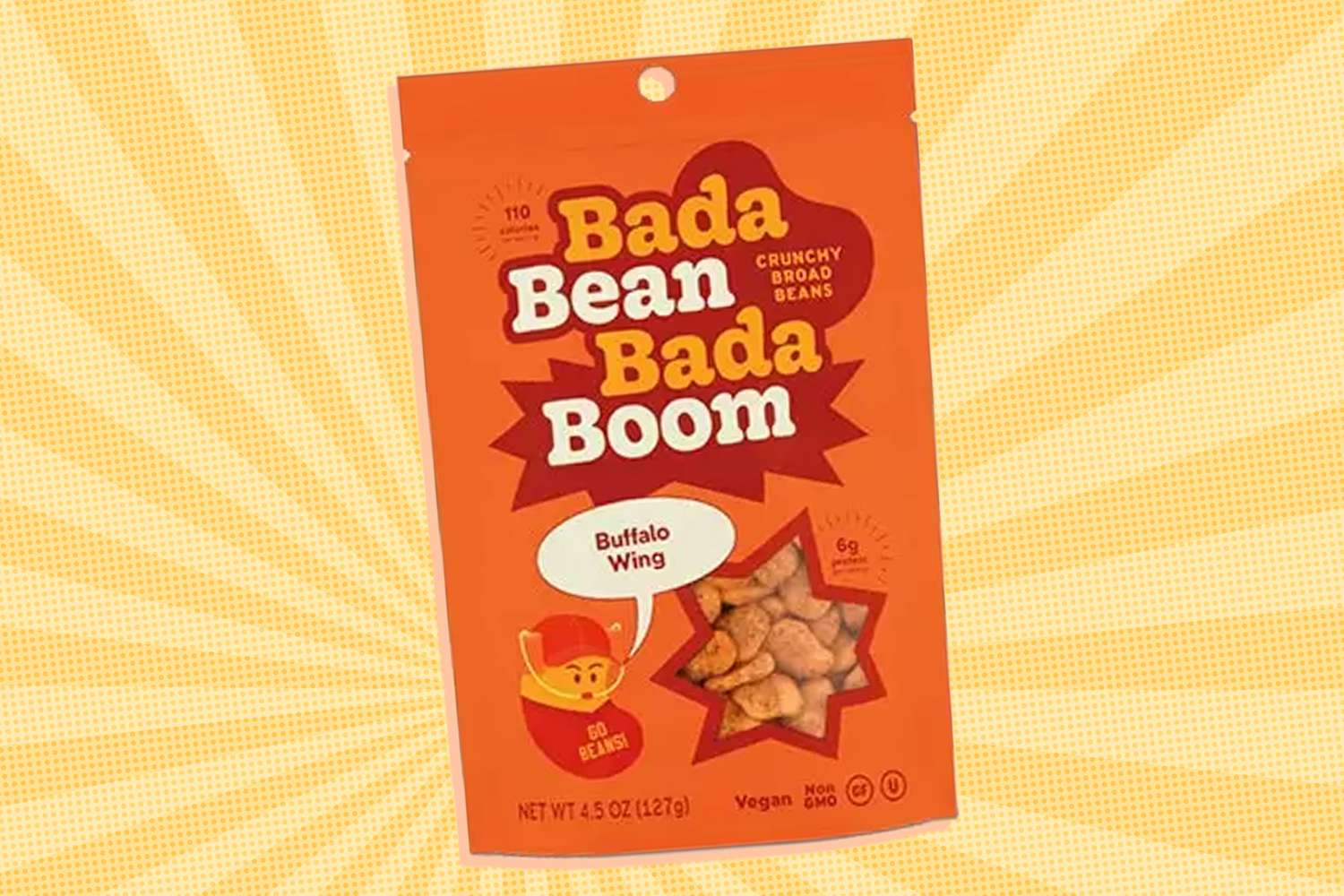 Bada Bean Bada Boon snack box over a colorful background