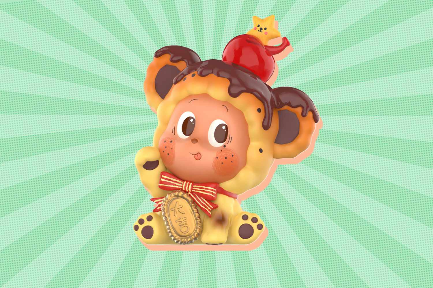 Cartoon koalashaped ornament with festive decorations and a ribbon