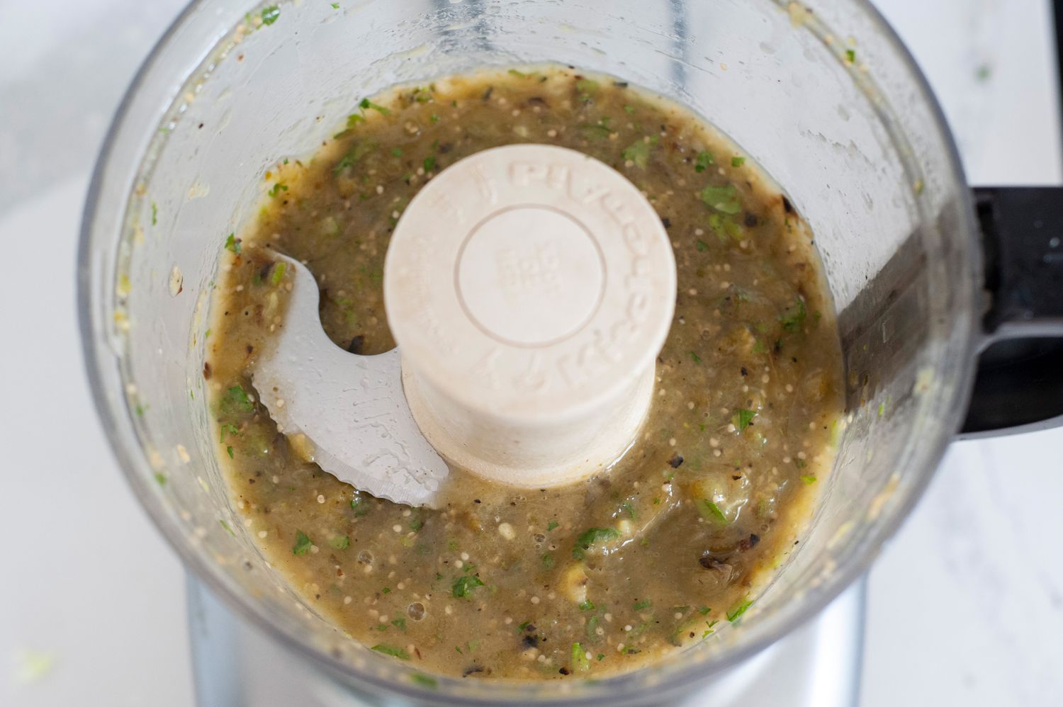 Food Processor with Tomatillo Avocado Salsa Ingredients