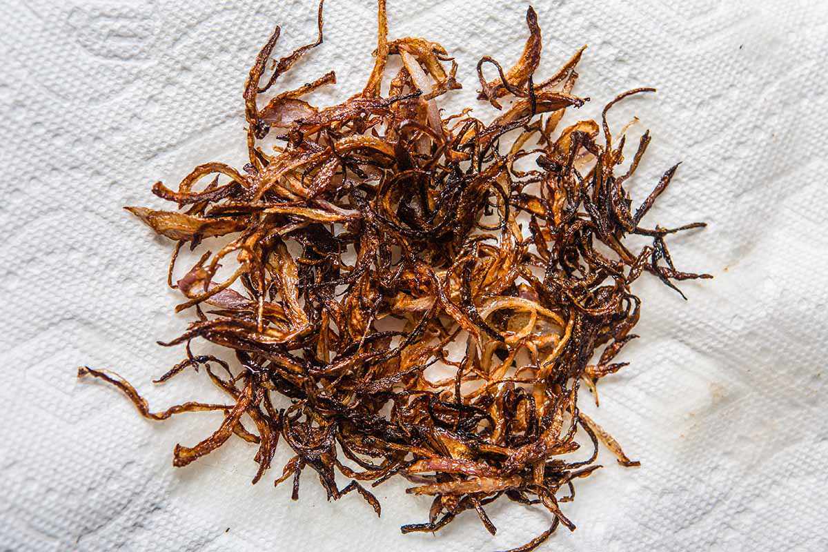 Easy Chicken Biryani fry the onions and set aside