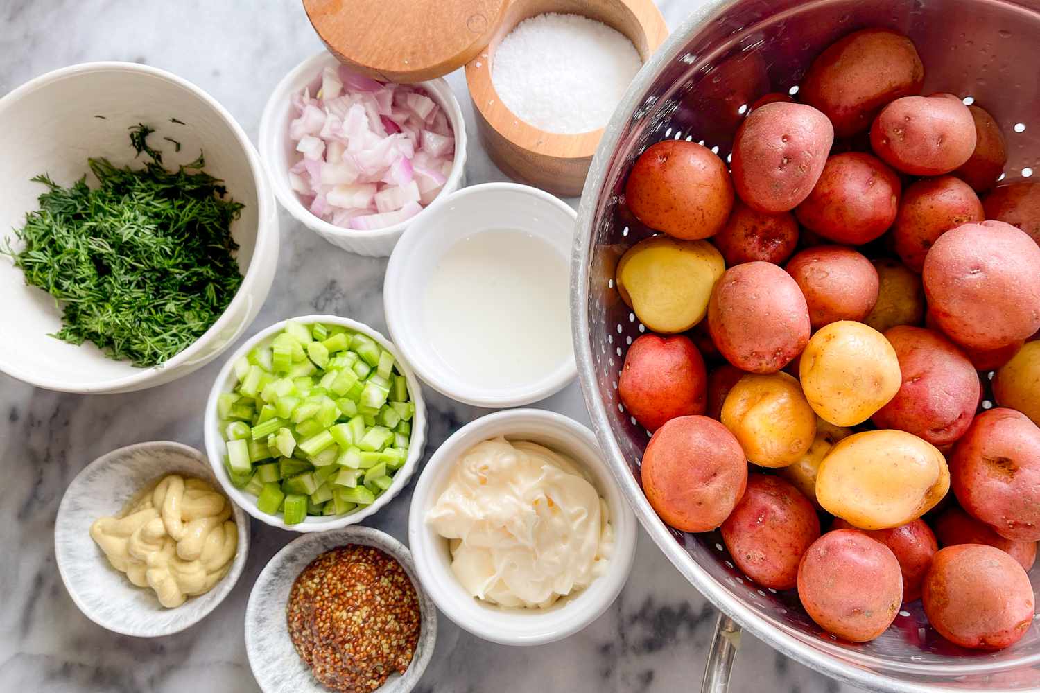 Ina garten potato salad ingredients all laid out
