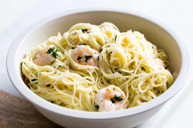 Angel Hair Pasta with Shrimp Parmesan Lemon Cream Sauce