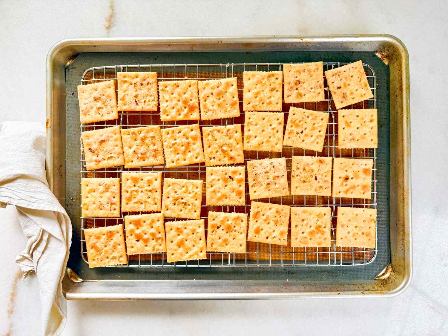 crackers on a tray
