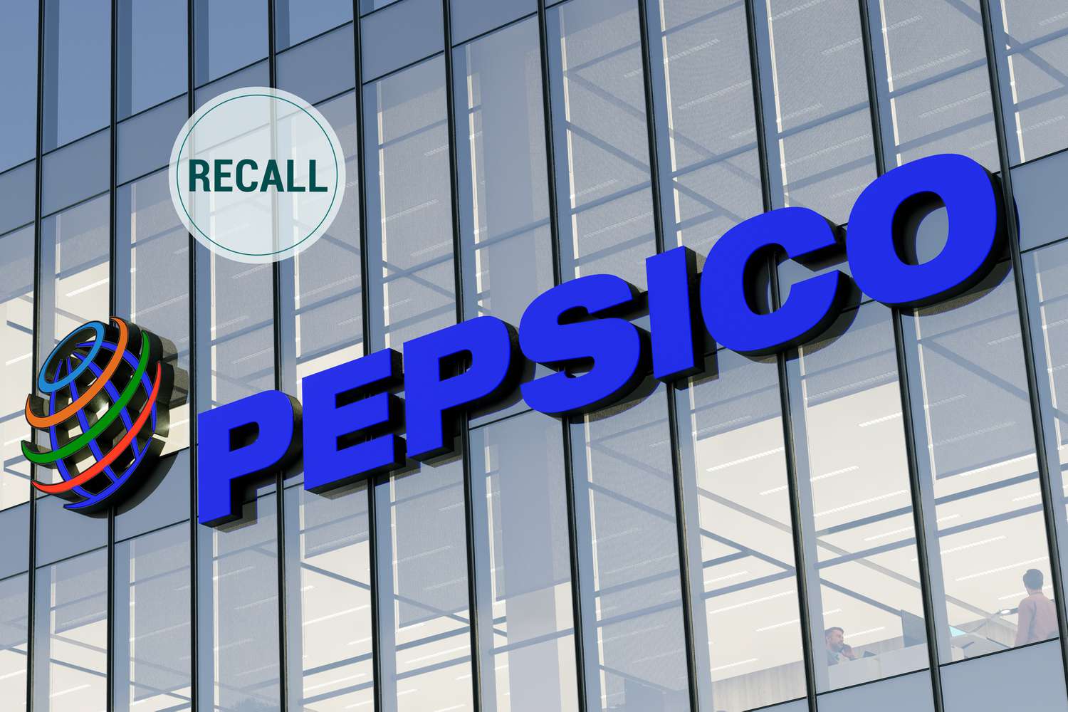 PepsiCo logo with recall icon on top