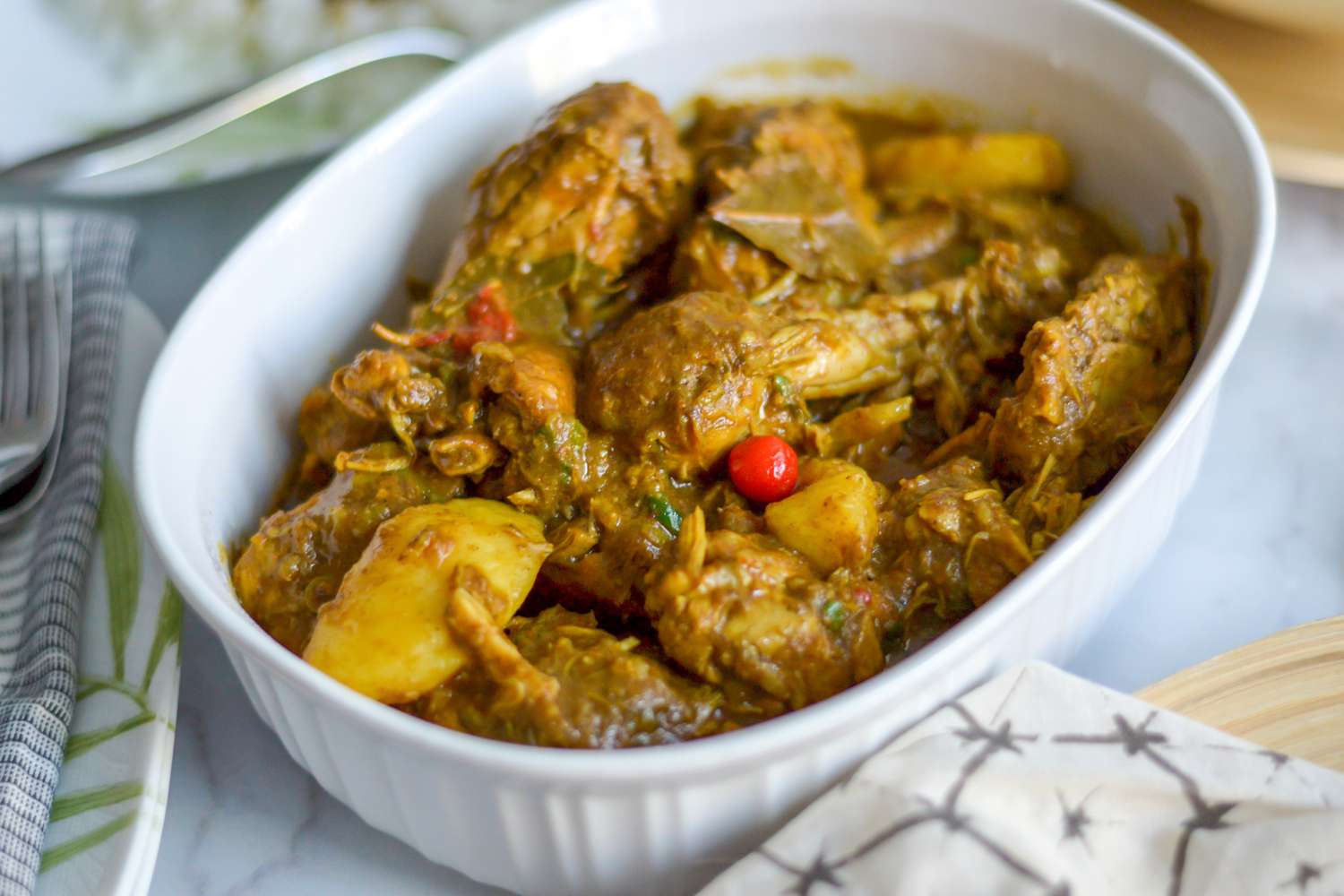 Guyanese Chicken Curry in a Baking Dish