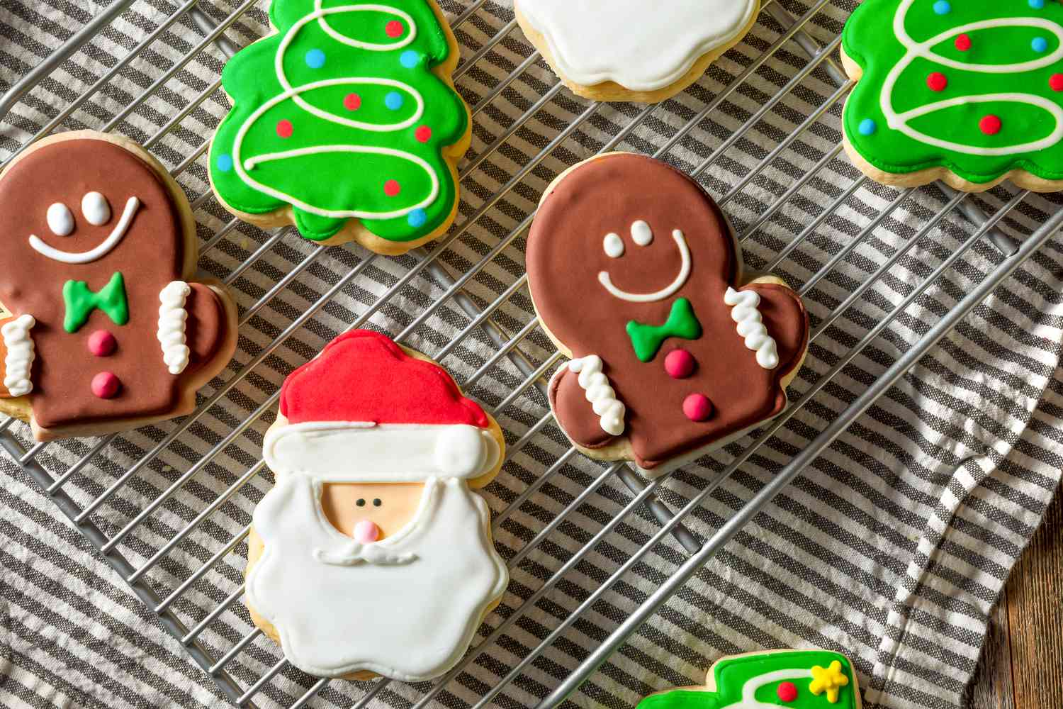 Christmas sugar cookies on a wire rack 