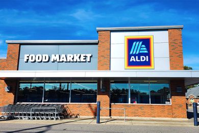 Exterior view of an Aldi food market store