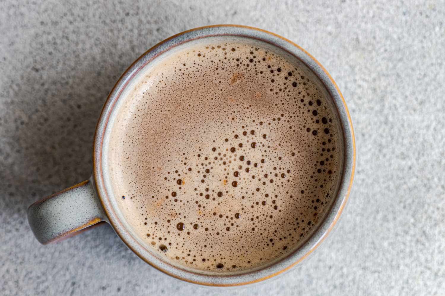 A cup of chai hot cocoa viewed from above