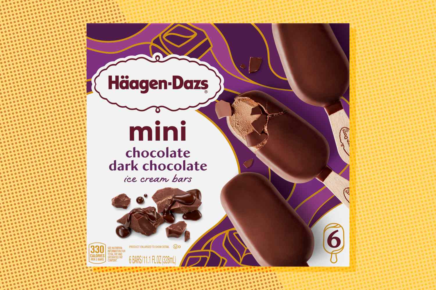 A box of HagenDazs mini chocolate dark chocolate ice cream bars