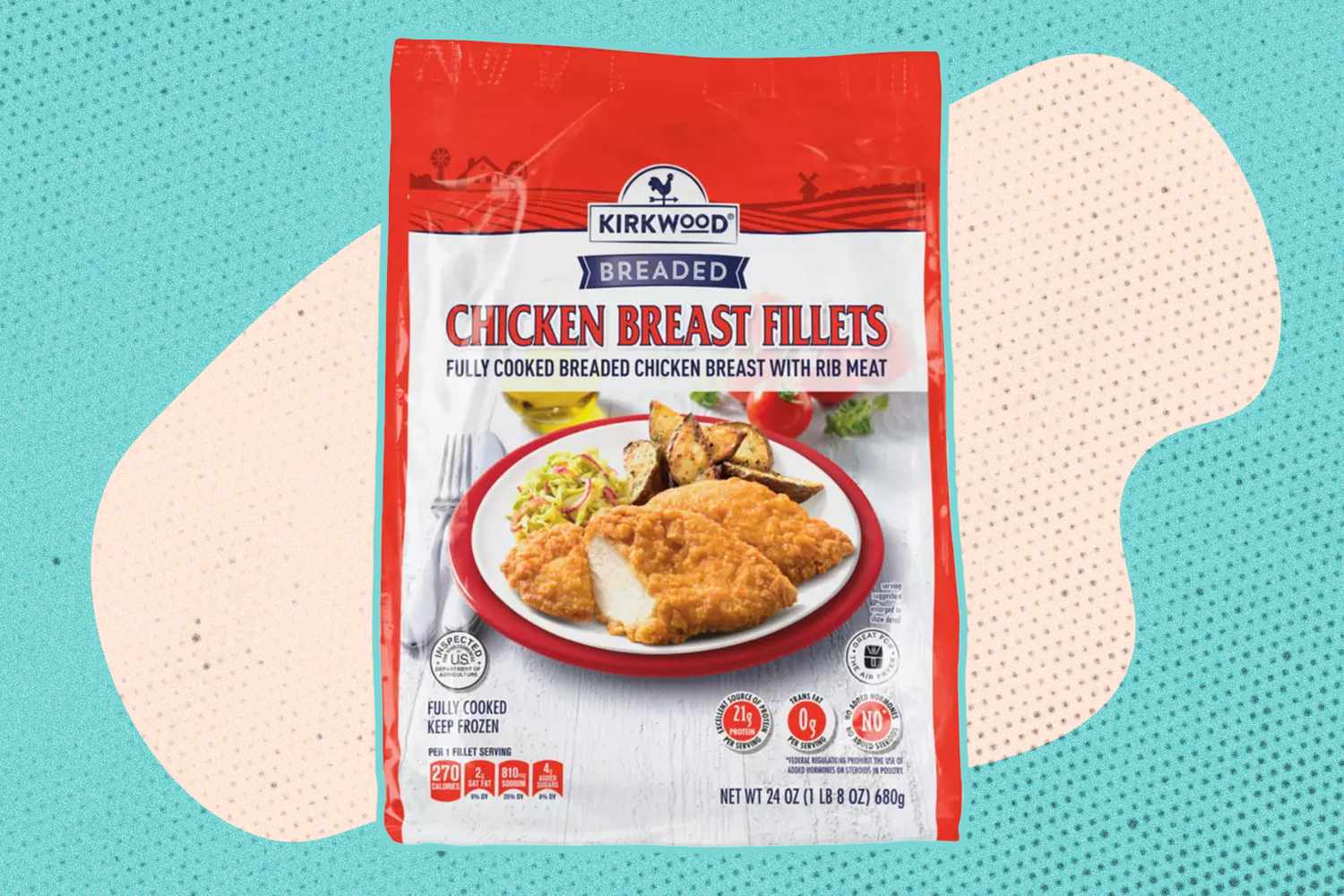 A package of Kirkwood Breaded Chicken Breast Fillets