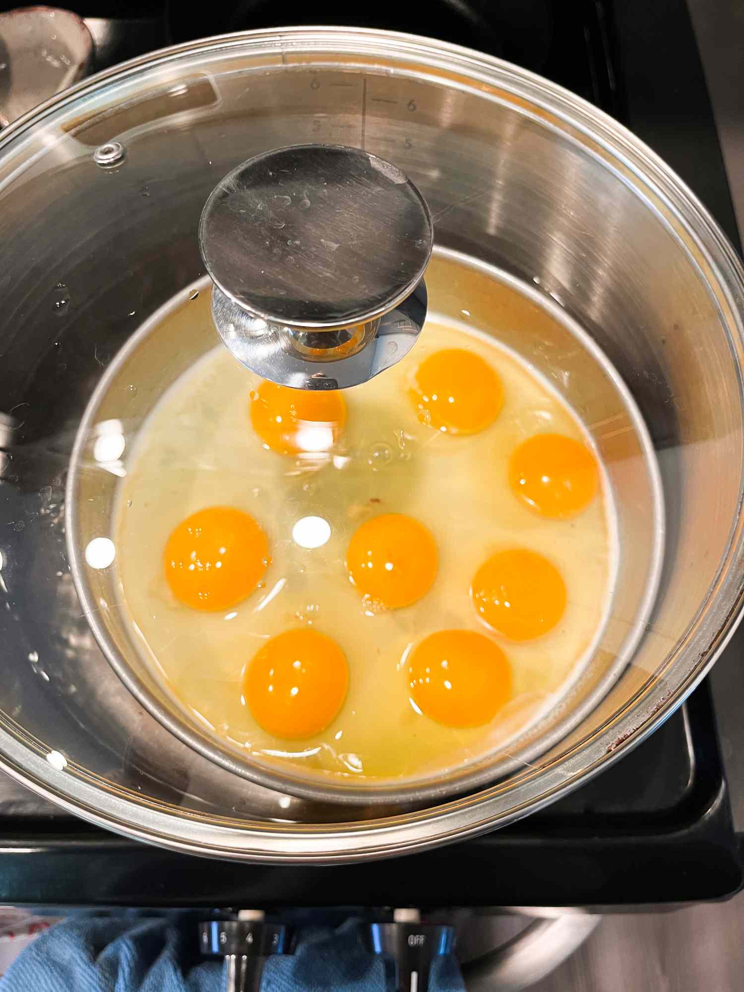 eggs steaming in a pot