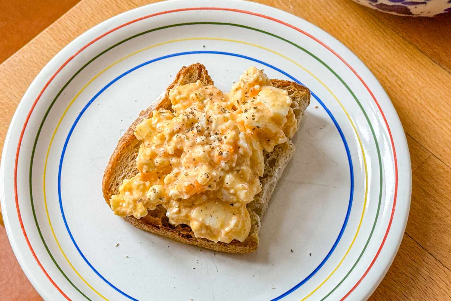 toasted bread topped with egg salad