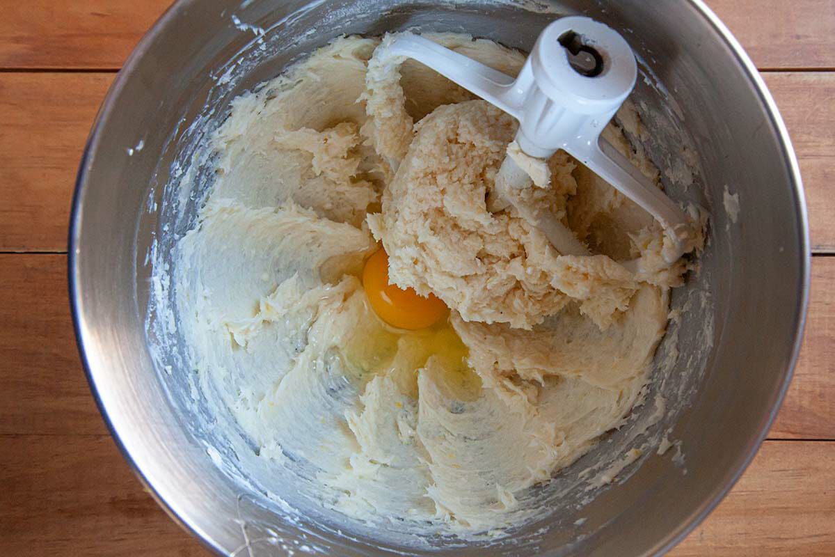 Egg added to Easy Sugar Cookie batter.