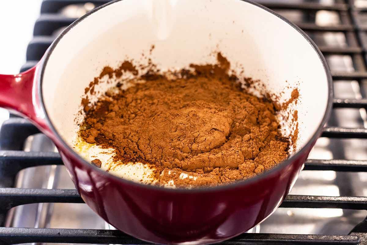 Ingredients to make the frosting for Texas sheet cake.