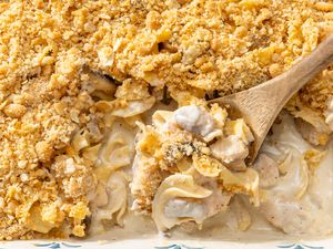 overhead view of Church Chicken Casserole