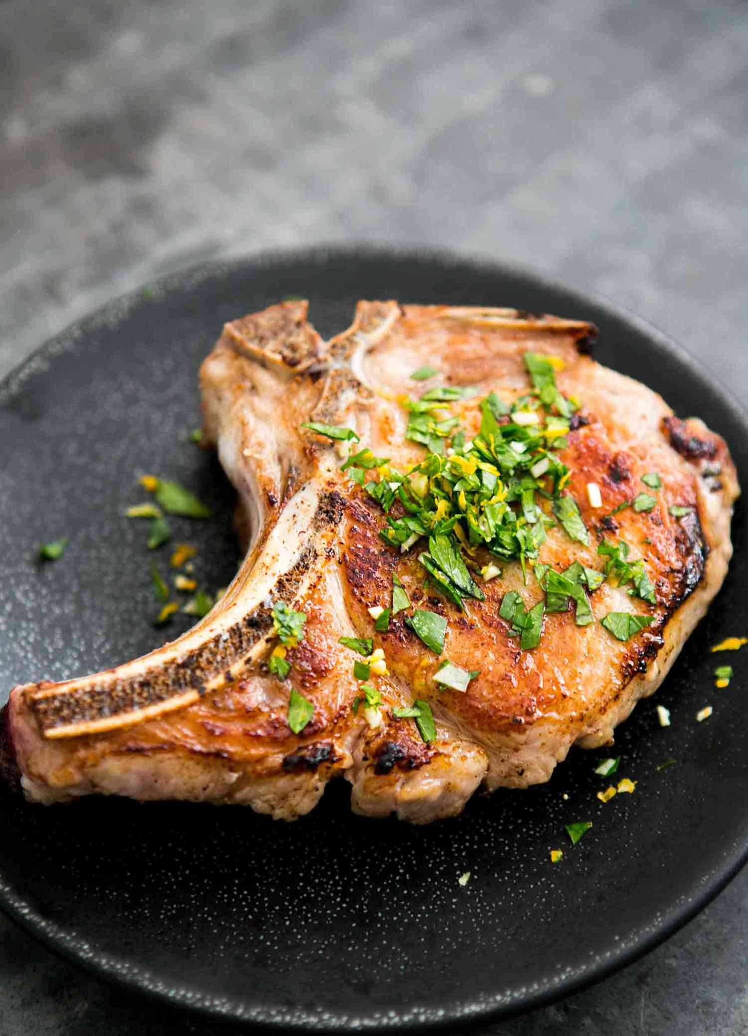 Brined Pork Chops with Gremolata