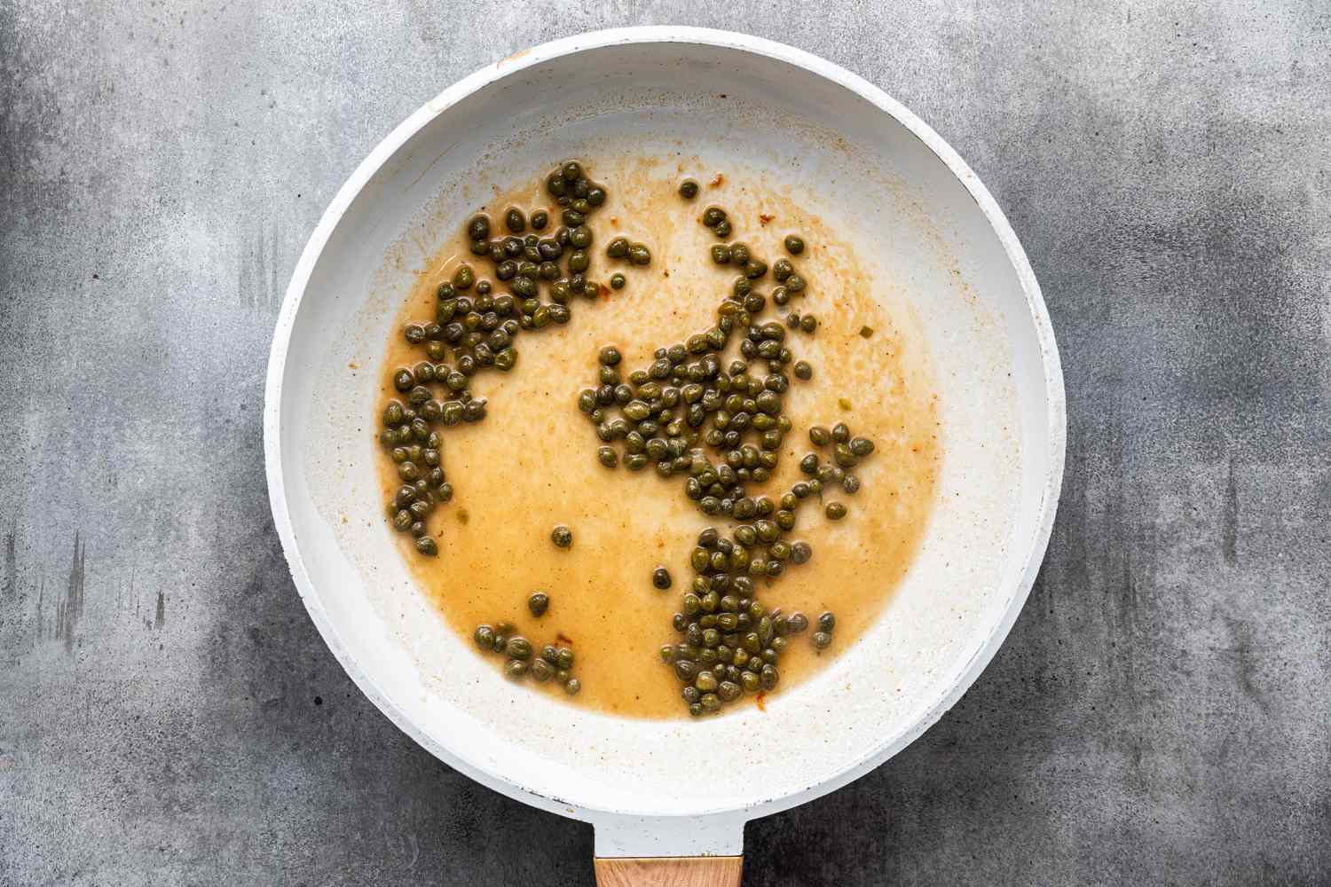 Capers in Pan for Sole Piccata 