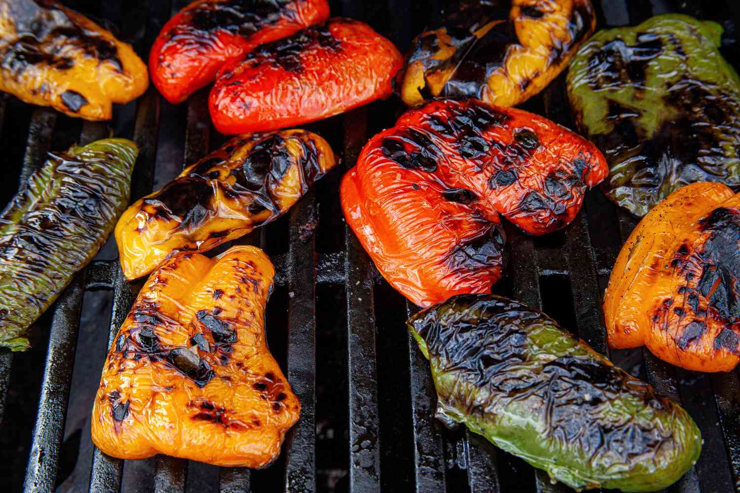 Charred Peppers on Grill