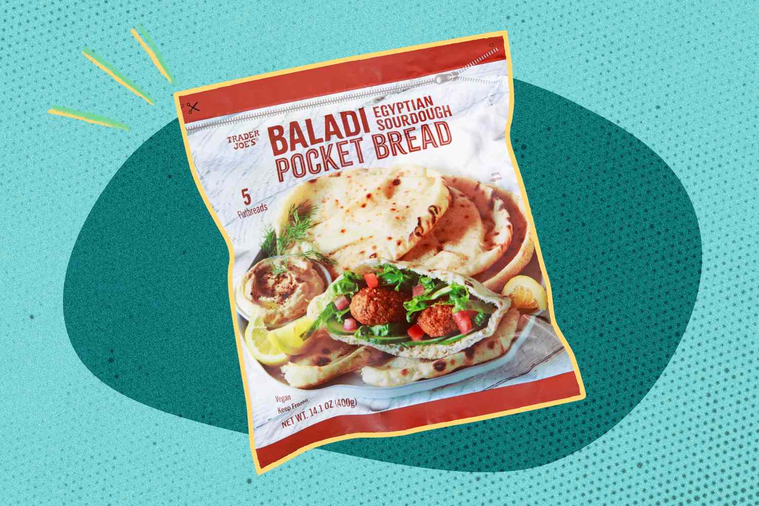A package of Trader Joes Baladi Egyptian Sourdough Pocket Bread