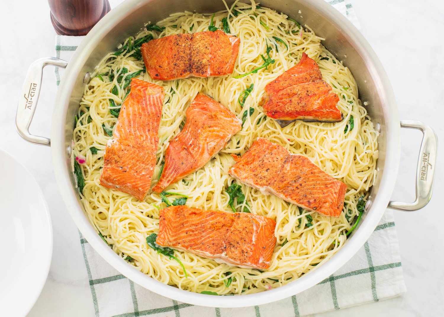 Wild Salmon with Angel Hair Pasta Recipe