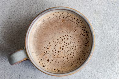 A cup of chai hot cocoa viewed from above