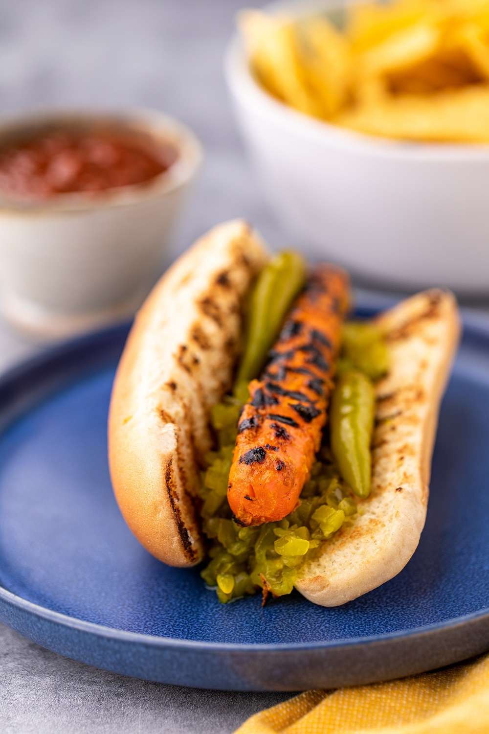 Grilled Carrot Dogs with BBQ Mustard Paste