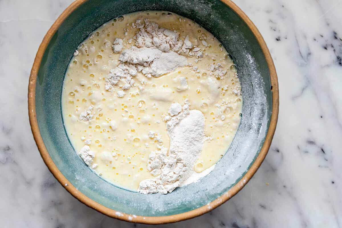 Buttermilk Pancake Recipe add the wet and dry together