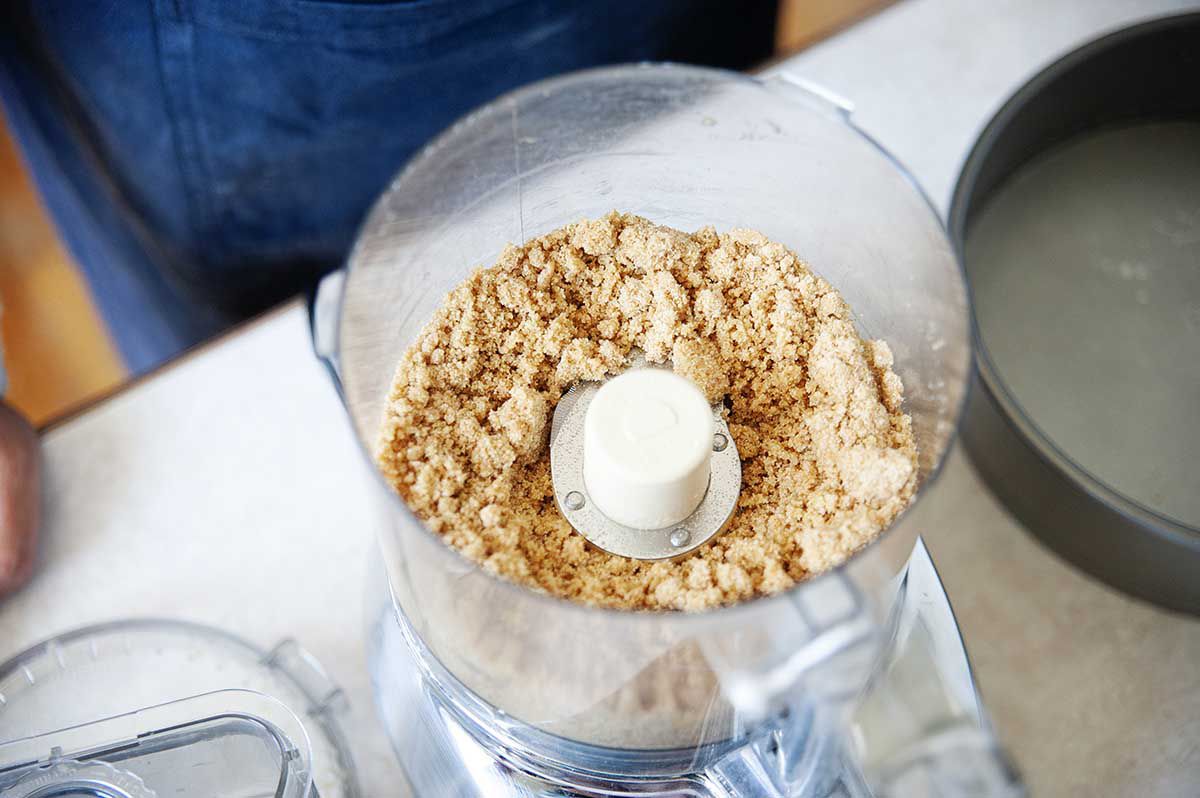 Graham Cracker crust in a food processor.