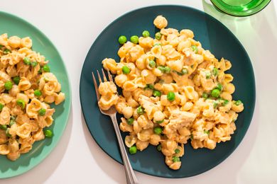 stovetop tuna noodle casserole on two plates