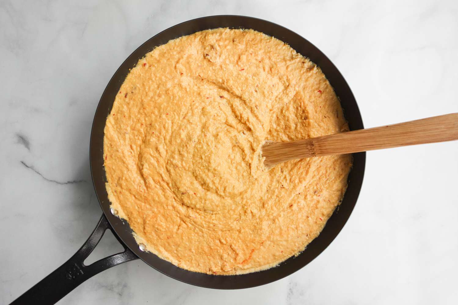 Spicy Creamed Corn Linguine Sauce in a Pan